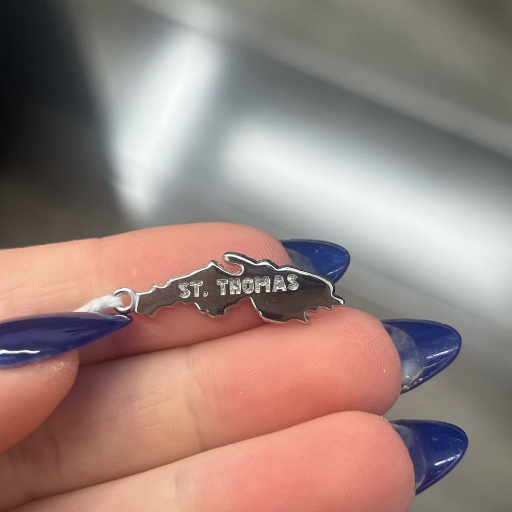 Sterling silver St Thomas island shape pendant